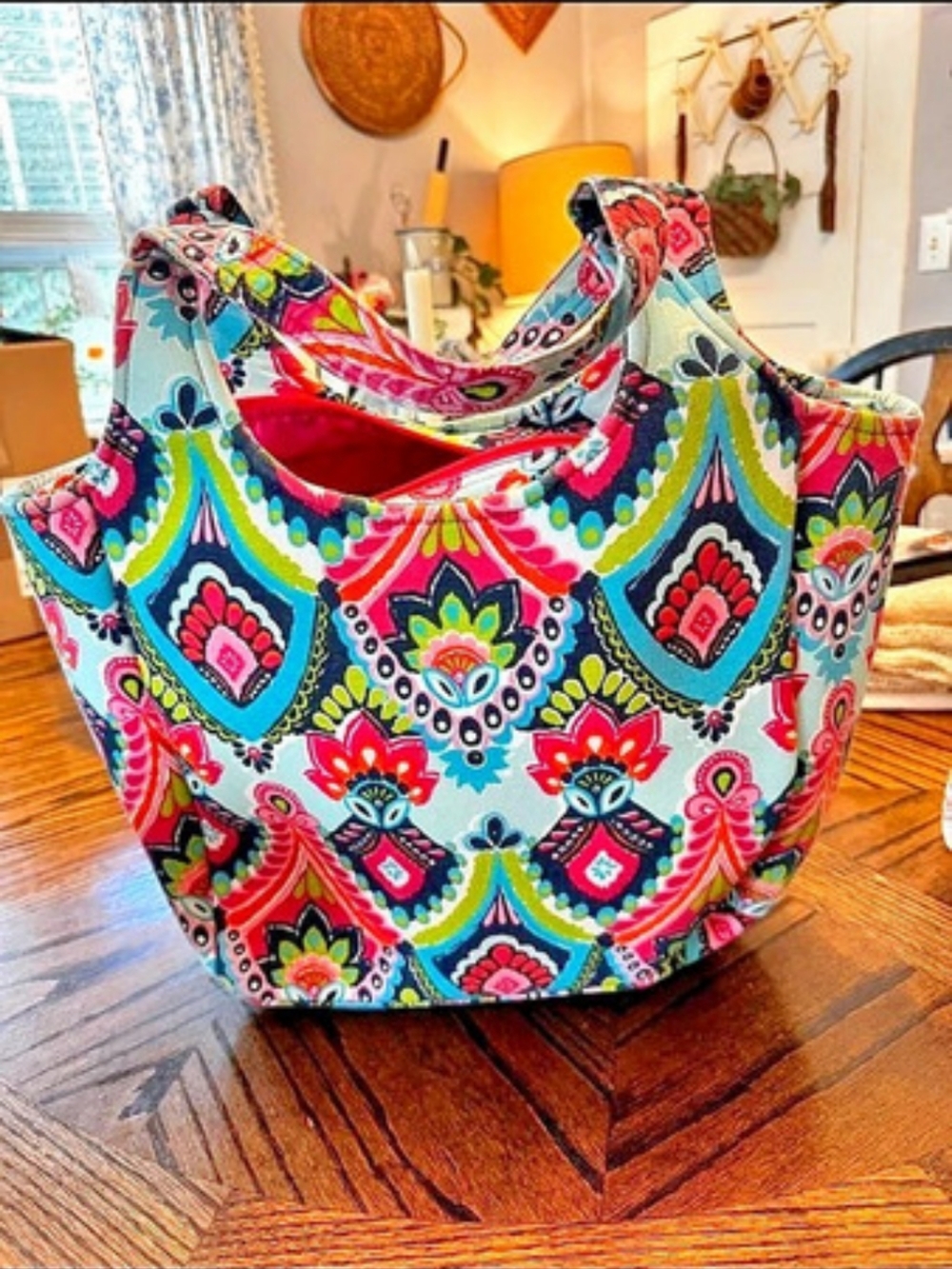 Buckhead Betty Patterned Tote in Pink & Blue